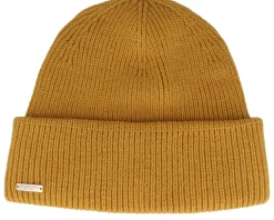 Cuff Beanies-Seeberger Knit Beanie With Turn-up Bronze Cuff - Yellow