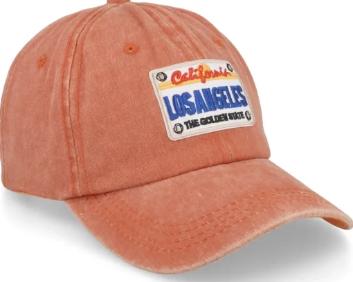 Fashion Iconic LA License Plate Red Dad Cap -