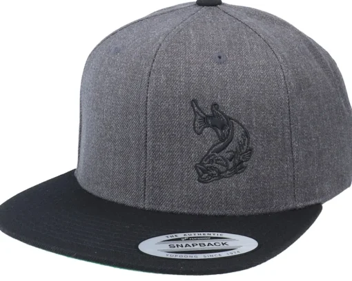 Best Skillfish Large Mouth Bass Fishing Charcoal/Black Snapback -