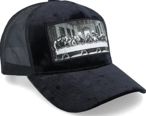 Trucker-Public Domain Last Supper Velvet Trucker - Black