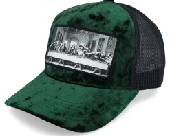 Trucker | Velvet Caps-Public Domain Last Supper /Black Velvet Trucker - Green