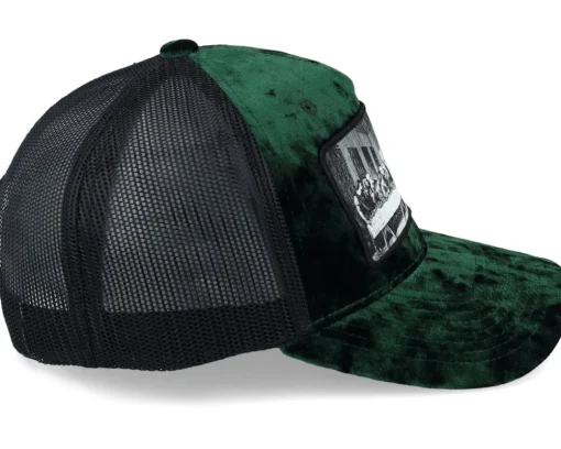 Trucker | Velvet Caps-Public Domain Last Supper /Black Velvet Trucker - Green