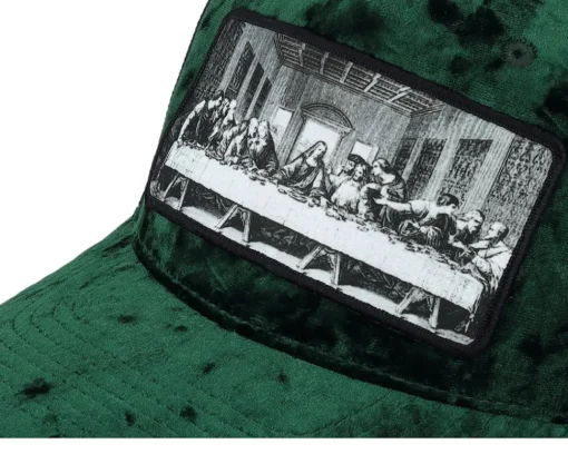 Trucker | Velvet Caps-Public Domain Last Supper /Black Velvet Trucker - Green
