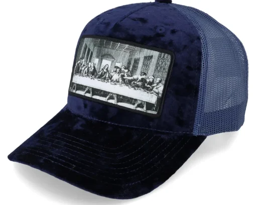 Trucker | Velvet Caps-Public Domain Last Supper /Black Velvet Trucker - Green
