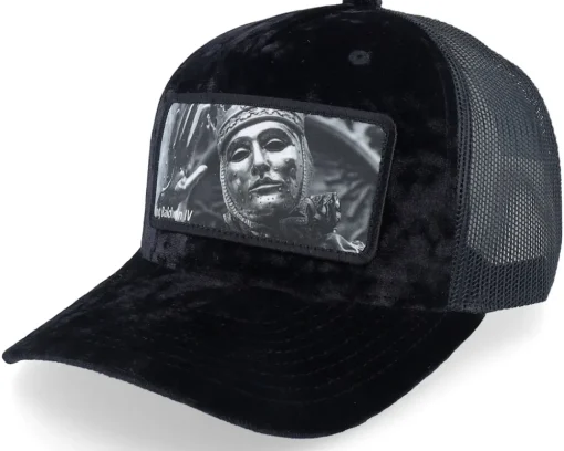 Velvet Caps-Calza Pennello Leper King Baldwin Iv Velvet A-Frame Trucker - Black