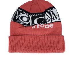 Clearance Volcom Lib Stone Legacy Beanie Ribbon Cuff - Red