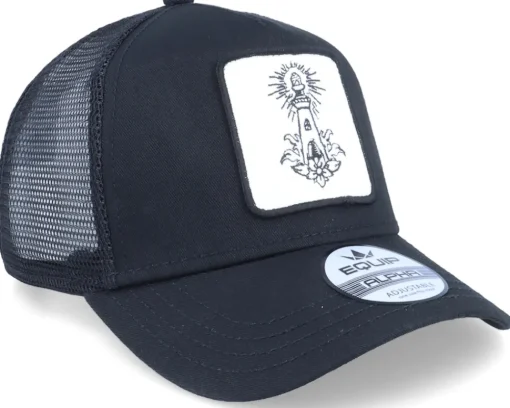 Best Iconic Lighthouse Ornament Patch Black Trucker -