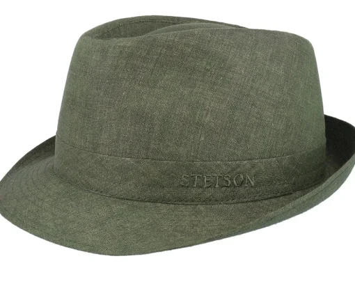 Trilby Hats-Stetson Linen Olive Trilby -