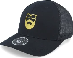 Adjustable | Trucker-Bearded Man Logo Black/Gold Trucker -