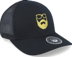 Adjustable | Trucker-Bearded Man Logo Black/Gold Trucker -