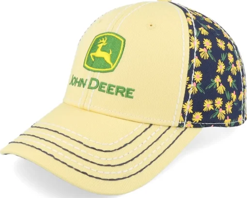 New John Deere Logo Cap Ponytail Black/Yellow Adjustable -