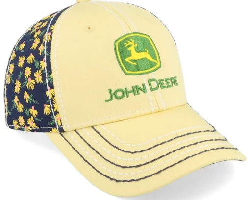 New John Deere Logo Cap Ponytail Black/Yellow Adjustable -