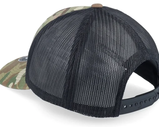 Trucker-Bearded Man Logo Green Camo/Black Trucker -