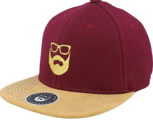 Snapback-Bearded Man Logo Maroon/Suede Snapback -