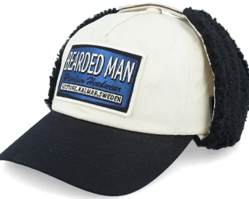 Discount Bearded Man Logo Off White/Blue Golfer Beige/Black Earflap -