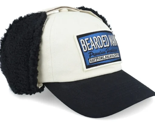 Discount Bearded Man Logo Off White/Blue Golfer Beige/Black Earflap -