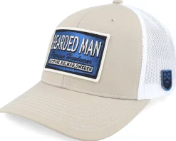 Trucker-Bearded Man Logo Off White/Blue Khaki/White Trucker -