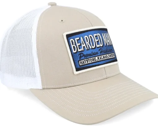 Trucker-Bearded Man Logo Off White/Blue Khaki/White Trucker -
