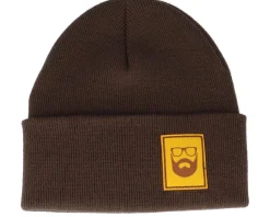 Sale Bearded Man Logo Patch Chocolate Brown Beanie -