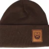 Online Bearded Man Logo Patch Chocolate Brown Beanie -