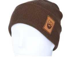 Online Bearded Man Logo Patch Chocolate Brown Beanie -
