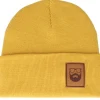 Fashion Bearded Man Logo Patch Mustard Beanie -