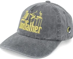 Fashion The Godfather Logo Washed Black Dad Cap -