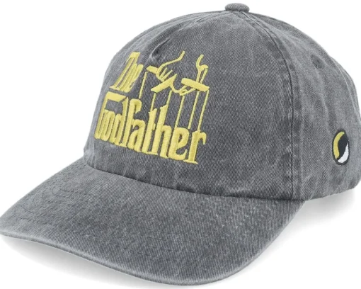 Fashion The Godfather Logo Washed Black Dad Cap -