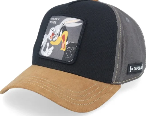 Trucker-Capslab Looney Tunes Bugs & Daffy Grey/Black/Brown A-Frame Trucker -