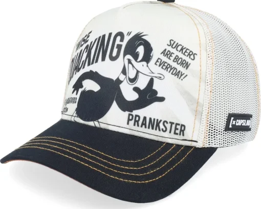 Trucker-Capslab Looney Tunes Daffy Duck Print/Black Trucker - White
