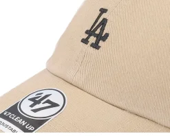 Dad Cap-47 Brand Los Angeles Dodgers MLB Base Runner Clean Up Khaki Dad Cap - Beige