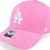 Adjustable-47 Brand Los Angeles Dodgers Raised Basic Mvp Rose/White Dad Cap - Pink