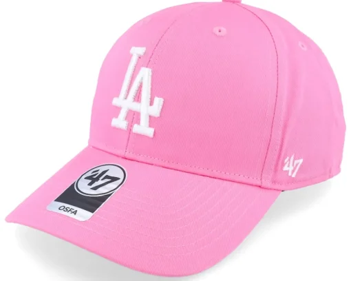 Adjustable-47 Brand Los Angeles Dodgers Raised Basic Mvp Rose/White Dad Cap - Pink
