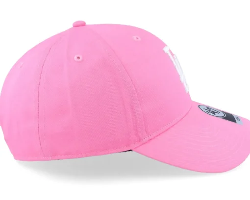 Adjustable-47 Brand Los Angeles Dodgers Raised Basic Mvp Rose/White Dad Cap - Pink