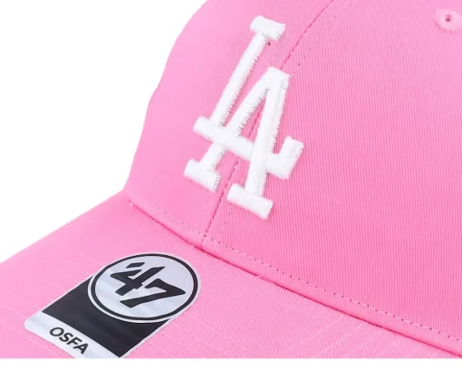 Adjustable-47 Brand Los Angeles Dodgers Raised Basic Mvp Rose/White Dad Cap - Pink