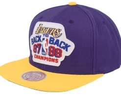 Clearance Mitchell & Ness Los Angeles Lakers Back2back HWC Purple/Yellow Snapback -