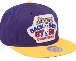 Clearance Mitchell & Ness Los Angeles Lakers Back2back HWC Purple/Yellow Snapback -