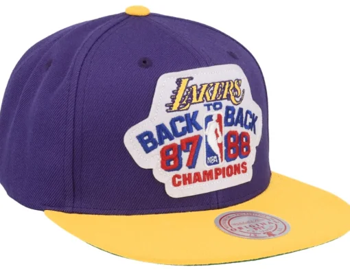 Clearance Mitchell & Ness Los Angeles Lakers Back2back HWC Purple/Yellow Snapback -