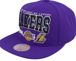 Clearance Mitchell & Ness Los Angeles Lakers Champ Stack Purple Snapback -