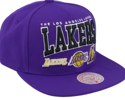 Clearance Mitchell & Ness Los Angeles Lakers Champ Stack Purple Snapback -