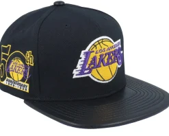 Snapback-Mitchell & Ness Los Angeles Lakers Hwc /Pu Leather Strapback - Black