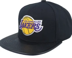 Snapback-Mitchell & Ness Los Angeles Lakers Hwc /Pu Leather Strapback - Black