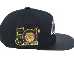 Snapback-Mitchell & Ness Los Angeles Lakers Hwc /Pu Leather Strapback - Black