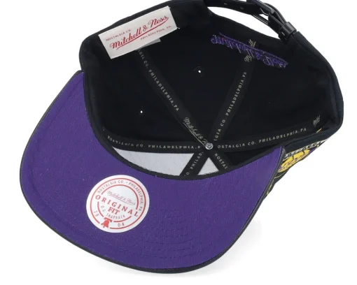 Snapback-Mitchell & Ness Los Angeles Lakers Hwc /Pu Leather Strapback - Black