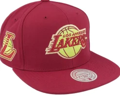 Best Mitchell & Ness Los Angeles Lakers Merlot Shine Maroon Snapback -