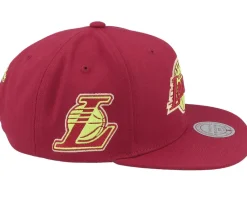 Best Mitchell & Ness Los Angeles Lakers Merlot Shine Maroon Snapback -