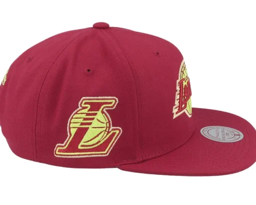 Best Mitchell & Ness Los Angeles Lakers Merlot Shine Maroon Snapback -