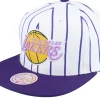 Snapback-Mitchell & Ness Los Angeles Lakers Retro Pinstripe /Purple Snapback - White
