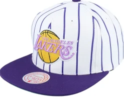 Snapback-Mitchell & Ness Los Angeles Lakers Retro Pinstripe /Purple Snapback - White