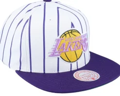Snapback-Mitchell & Ness Los Angeles Lakers Retro Pinstripe /Purple Snapback - White
